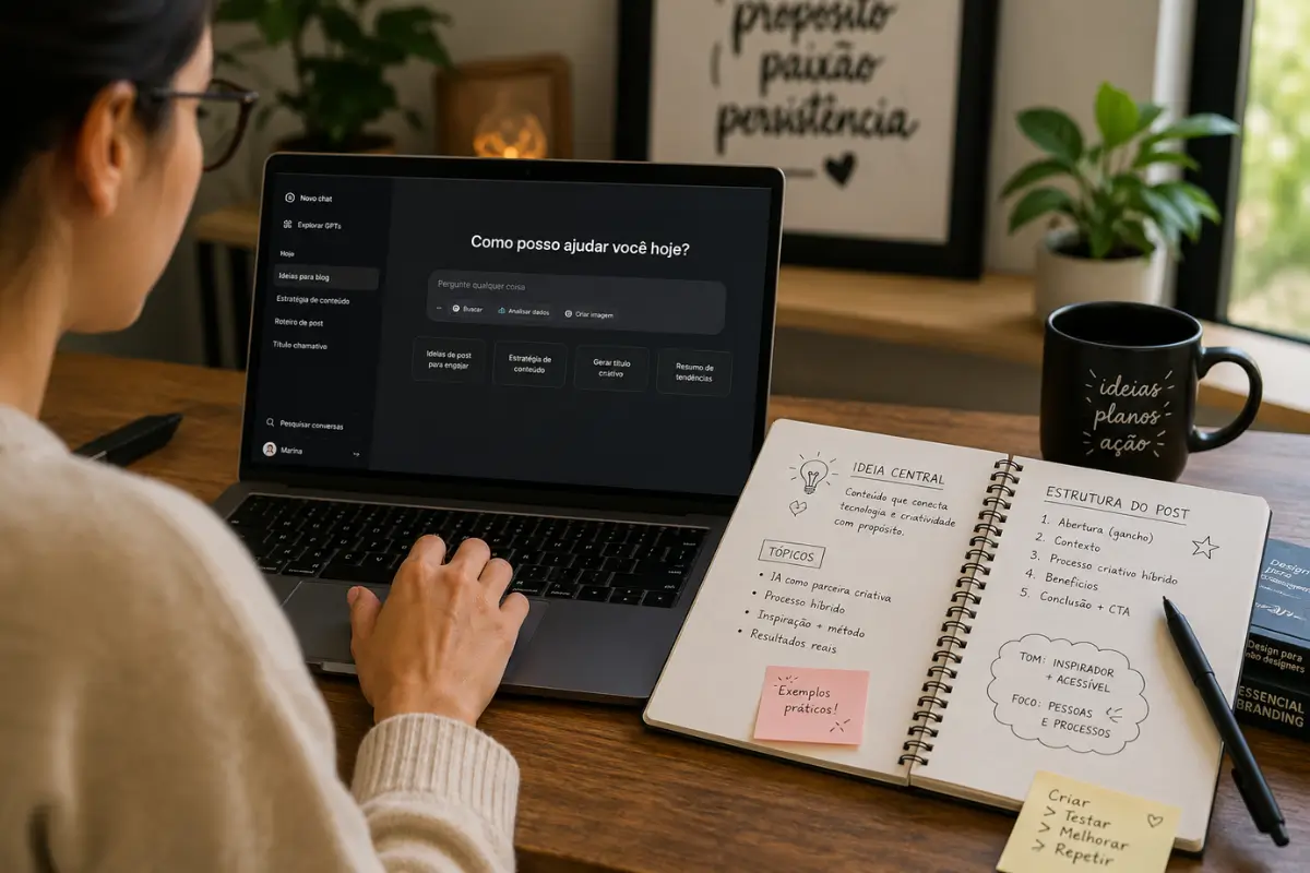 Como usar ia para criar conteudo processo criativo home office
