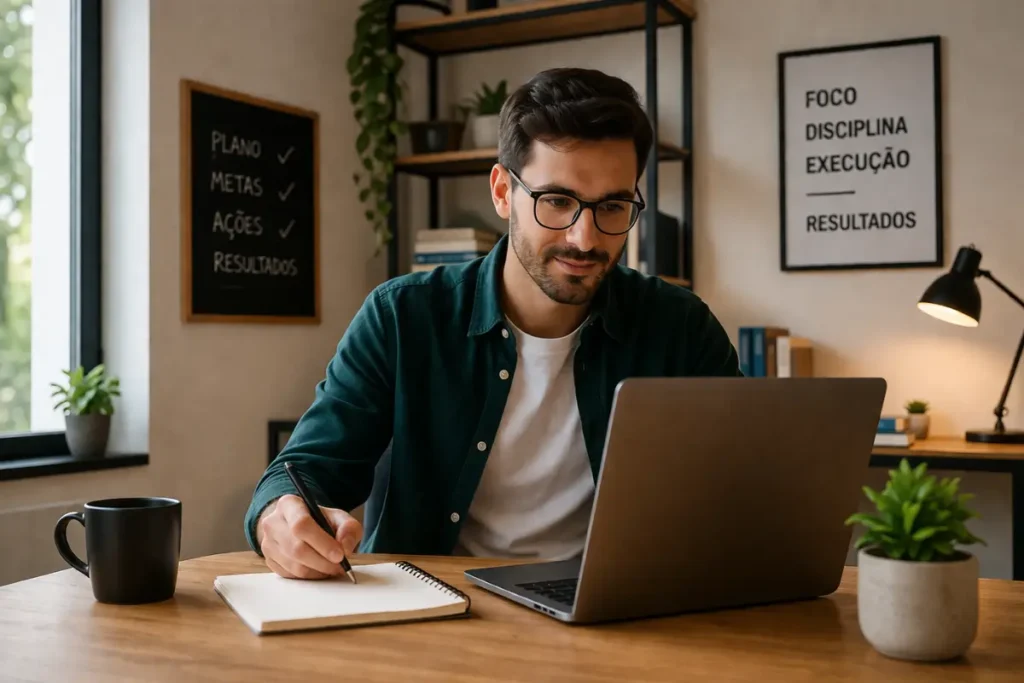 Empreendedor digital mentalidade empreendedora home office Brasil